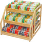 MinBoo Bamboo Can Rack Organizer, 3 Tier Stackable Can Storage Dispenser, for Food Storage,Canned Goods Organizer for Kitchen Cabinets or Pantry,Storage for 36 Cans
