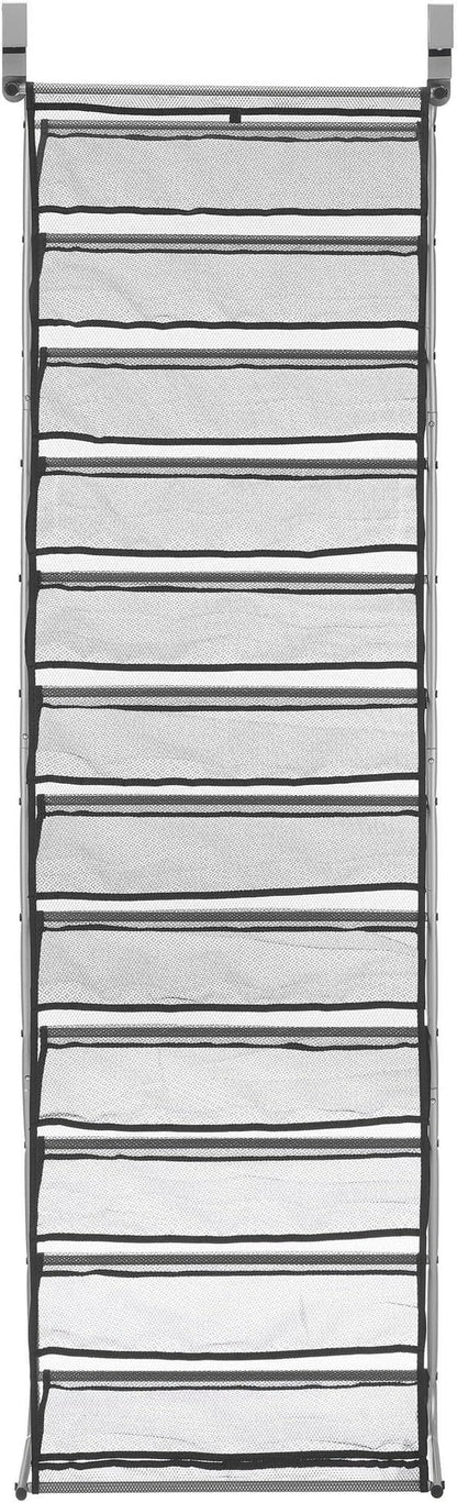 12 Tier Over-The-Door Shoe Organizer Rack - Holds 36 Pairs, Space-Saving Metal Storage for Closet, Bedroom - Durable Gray Shoe Shelf for Men & Women