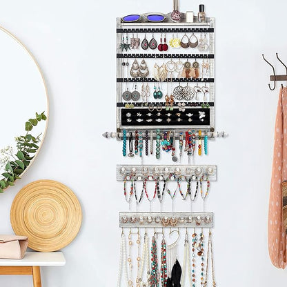 Wall Jewelry Organizer Set of 3 Jewelry Holder Jewelry Organizer Wall Mounted Wood Hanging Jewelry Wall Organizer Rustic Jewelry Hanger for Jewelry Storage Display