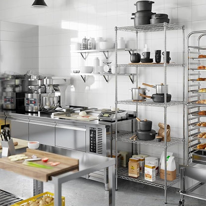 21" Deep x 30" Wide x 86" Height Wire Shelving Kit | 5-Tier | NSF Commercial Storage Rack Unit