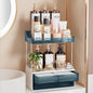 Delamu Bathroom Organizers and Storage, 2 Tier 2 Drawer Makeup Organizer Countertop, Easy to Install, Ideal for Bathroom Counter, Vanity, Blue