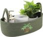 Vesici Coconut Palm Tree Woven Storage Basket for Toilet Tank Top Tropical Beachy Cotton Rope Bathroom Countertop Organizer Basket with Handle Summer Green Bathroom Decor for Bedroom, 13 x 6 x 4 Inch