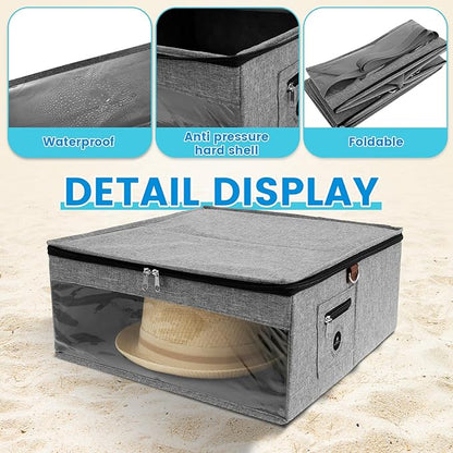 Hat Box Dustproof Hat Storage Box with Zipper Lid and Clear Window Hat Travel Case with Strap Practical Hat Organizer for Closet Clothes Stuffed Toy Storage