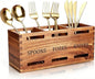Acacia Wood Silverware Caddy Wooden Flatware Cutlery Holder Silverware Organizer Storage Small Utensil Holder for Kitchen Counter Spoon and Fork Holder Flatware Utensil Caddy for Party
