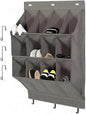 Over the Door Shoe Organizer, Grey 12 Pockets Hanging Shoe Storage Rack with Large Deep Pockets, Oxford 600D Fabric Shoe Storage Rack with 6 hook for Shoes, Home Accessories etc