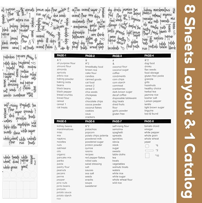 170PCS Food Pantry Labels, Kitchen Container Storage Labels Spice Organize Storage Jars Boxes Bottles Preprinted Black Script Clear Stickers - Water and Oil Resistant