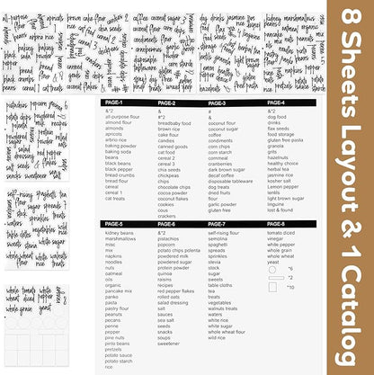 170PCS Food Pantry Labels, Kitchen Container Storage Labels Spice Organize Storage Jars Boxes Bottles Preprinted Black Script Clear Stickers - Water and Oil Resistant