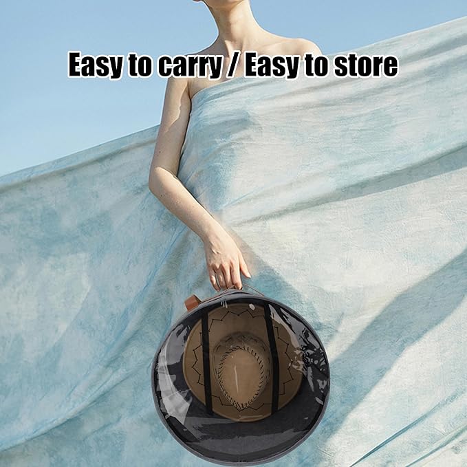 Veki Hat Organizer, Hat Box for Women Storage, Large Clear Felt Hats Box, Wide Brim Cowboy Hats Storage Boxes for Men, Round Brim Cap Boxes With Dustproof Lid for Travel and Wardrobe (Grey)