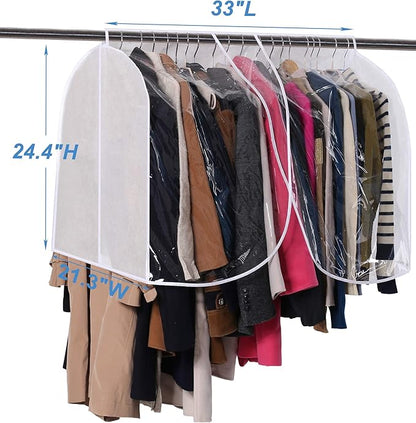 SLEEPING LAMB Extra Large Hanging Garment Rack Cover Storage with Clear PVC Window Dust Shoulder Cover Clothes Dress Suits Coat Protectors for Closet, 2 Packs, White