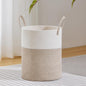 VIPOSCO Large Laundry Hamper, Tall Woven Rope Storage Basket for Blanket, Toys, Dirty Clothes in Living Room, Bathroom, Bedroom - 53L White & Brown