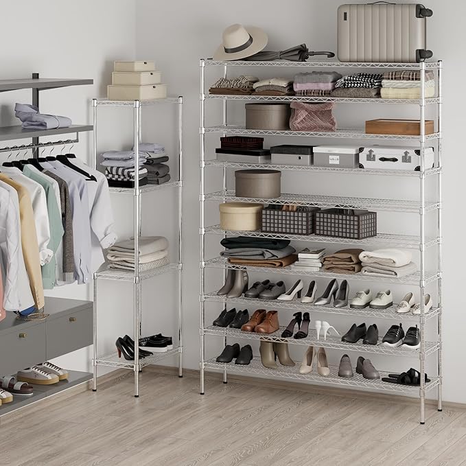 14" Deep x 60" Wide x 86" Height Wire Shelving Kit | 10-Tier | NSF Commercial Storage Rack Unit
