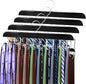 4 Pack Tie Rack & Belt Hanger, 2 in 1 Ties Hanger for Closet, Ties Organizer for Men, Space Saving Necktie Organizer with 20 Hooks, Sturdy Wood Belt & Tie Collection for Closet (Black)