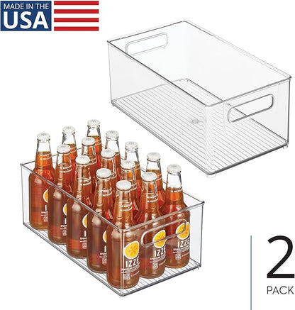 iDesign Stackable Fridge Bin - Kitchen Storage Bin for Pantry, Cabinets, or Fridge, Set of 2, Clear