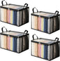 Large Heavy-Duty Thick Plastic Clear Storage Bag for Clothes - Foldable Clear Storage Tote with Reinforced Handles & Zipper for Moving, Dorm, Closet & Underbed Organization (Black,4pcs)