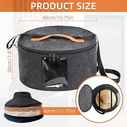 Hat Box, 15.7x7.8x15.75in, Foldable Storage Box with Lids for Women & Men, Travel Hat Boxes for Storage, Dark Gray