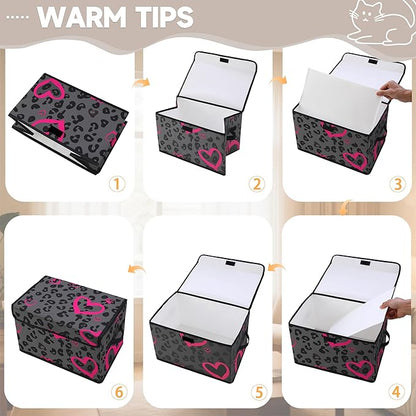 Stackable Storage Bins with Lids,Closet Organizers Fabric Box for Home and Office,Blanket Clothes Organizers,Under Bed Storage Containers 3 Pack.