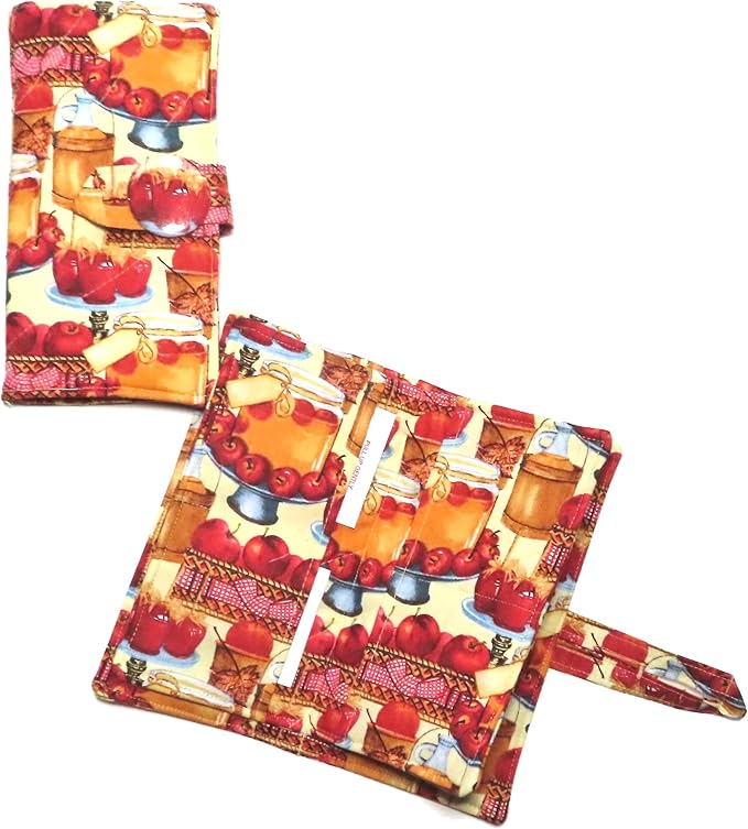 Tea Bag Wallet with Twelve Pockets XL Holder in Your Fabric Choice: Vintage Blue Tea Cups & Roses, Blue Birds & Teapots, Includes 4 Tea Bags, Tea Lover Gift, Quilted Handmade