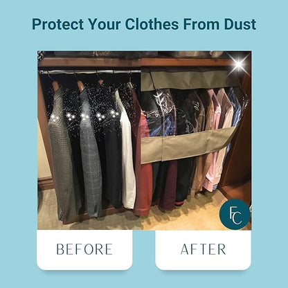 Garment Cover for Closet Rod and Portable Clothing Rack Shoulder Dust Cover - Protect Your Wardrobe in Style - Adjustable to fit 26" to 48" long - 4 Pack