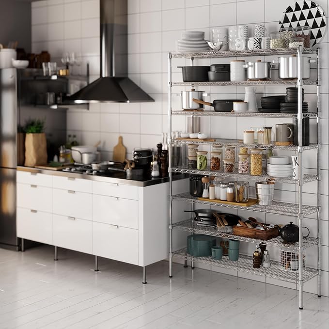 14" Deep x 48" Wide x 74" Height Wire Shelving Kit | 8-Tier | NSF Commercial Storage Rack Unit