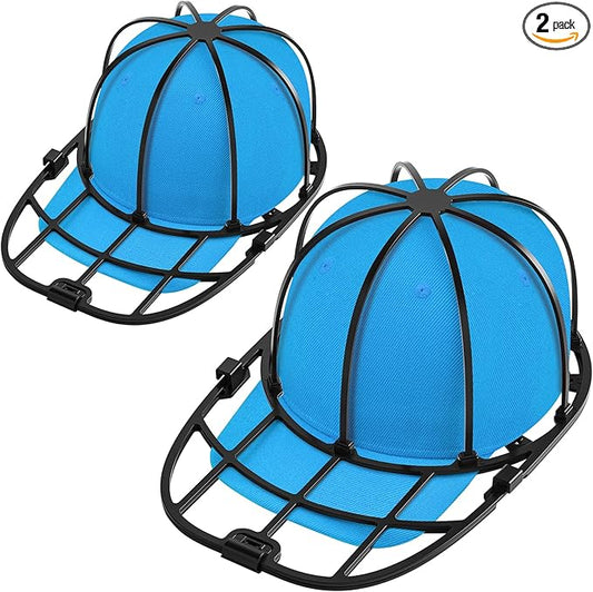 Hat Washer Cage for Baseball Caps Washing Machine Dishwasher Cap Cleaner Frame Washing for Adult Kids Ball Hats (Black-2 Pack)