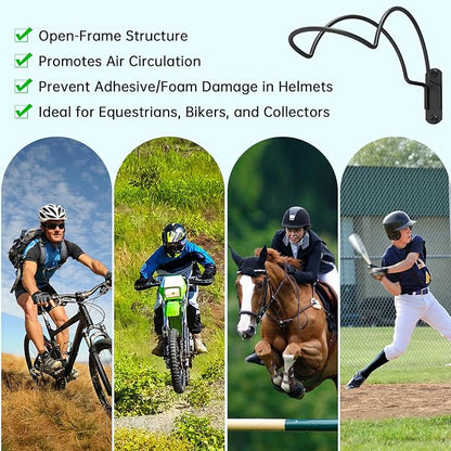 Helmet Wall Mount Display, Multifunctionnal Helmet Holder Shelf for Football Baseball Rugby Equestrian Motorcycle Firefighter Roma, Hat Mask Metal Hanger Rack with Screws, 2 Pack