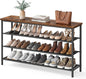 SONGMICS HOME 4-Tier Shoe Rack, Free Standing Shoe Storage Organizer, 12 x 47.4 x 28.2 Inches, Metal Frame with Top Surface for Closet Entryway, Rustic Brown and Black