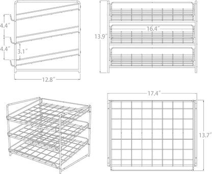 FixtureDisplays® Stackable Can Rack Organizer, Stackable Potato Chip Bag Storage Dispenser for Kitchen Cabinet or Pantry, Black 17.35" Wide x 12.8" Deep x 14" Tall 10145-2D