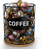 Coffee Pod Holder for K Cups – K Cup Organizer with Metal Wire and Bamboo Base, Large Capacity Coffee Pod Storage for Countertop, Coffee Bar or Kitchen, Pod Holder for K-Cup Style Capsule