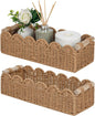 CubesLand Bathroom Basket Organizer, Toilet Tank Paper Storage Baskets 2-Pack, Scalloped Decorative Basket for Countertop w/Handle, Wicker Basket for Bathroom Decor, Home Decor, Living Room, Neutral
