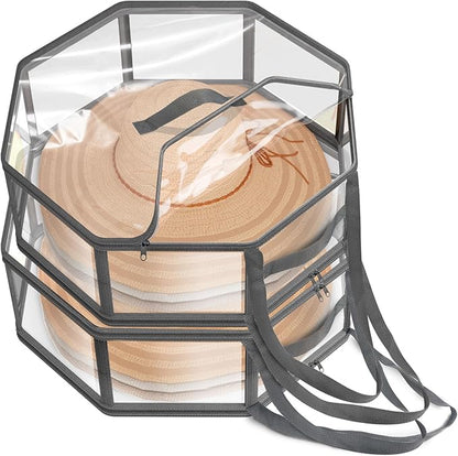 Clear Hat Box for Travel and Storage, Transparent Cowboy Hat Case for Women & Men, Lightweight Collapsible Hat Storage Box, Large Wide Brim Cap Bag for Closet, Visible Toy & Clothing Organizer