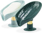 2 Pack Soap Holder, Self Draining Soap Dish Holder, Not Punched Easy Clean Bar Soap Holder, with Suction Cup Soap Dish Suitable for Shower, Bathroom, Kitchen Sink (Dark + Light Green)