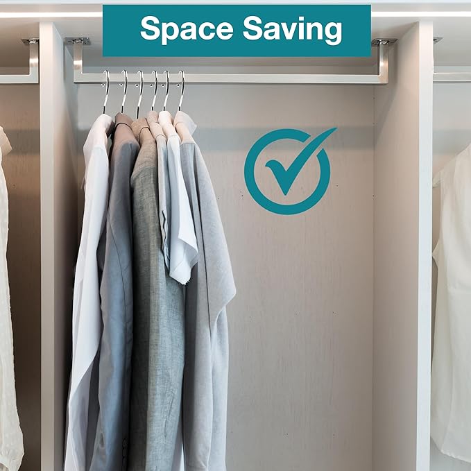 Standard Duty Metal Hangers with Unique Hook Design Durable & Sturdy Coat Hangers 3.2mm Thick Supports Up to 15 lb Weight Smooth Finish Compact Shirt Hangers - 40 Pack Chrome