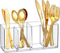 Amazing Abby - Felicia - Plastic Flatware Organizer, 4-Compartment Utensil Holder (1-Pack), Paper Plate Holder, Cutlery and Silverware Storage for Countertop, Perfect for Home and Restaurant Use