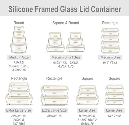 Urban Green Glass Food Container Set with Glass Lid, 4 Pack, Food Storage Containers Set, Airtight, LeakProof, 100% Plastic Free, Meal Prep Containers (White Color)