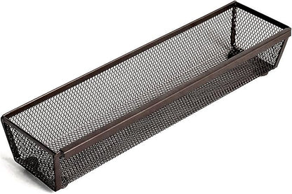 Smart Design Drawer Organizer - 12 x 3 Inch - Steel Metal Mesh Tray - with Interlocking Arm Connection - Utensils, Silverware, Organization - Kitchen - Bronze