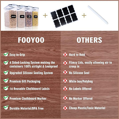 FOOYOO Cereal Containers Storage Set - 4 Piece Airtight Large Food Storage Containers(135.2oz), BPA Free Dispenser Plastic Cereal Storage Containers