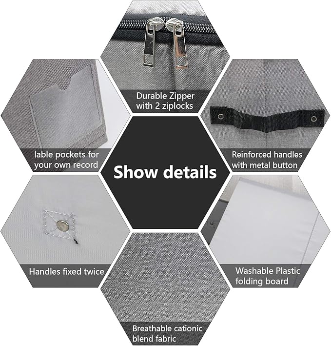 AMJ 29.5"*15"*7", Blanket, Duvets, Winter Clothes Storage Box for Under Bed, Top Wardrobe Organizer, Dark Gray