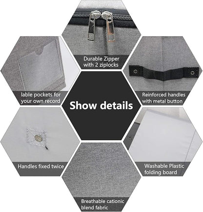 AMJ 29.5"*15"*7", Blanket, Duvets, Winter Clothes Storage Box for Under Bed, Top Wardrobe Organizer, Dark Gray