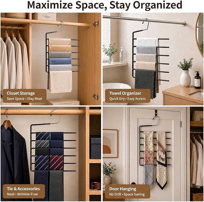5 Pack 6-Tier Garden Flag Storage Organizer, Space Saving Storage for Bedroom, Garage & Home, Wrinkle-Free Design for Seasonal Flags, Pants, Jeans & Ties, Gift Idea for Home Organization.