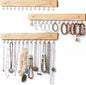 3 Pack Necklace Holder Wall Mounted Hanging Jewelry Organizer, Wooden Jewelry Hanger with 39 Hooks for Necklace Earring Bracelet & Accessories Display, Jewelry Storage Holder for Bedroom Closet Decor