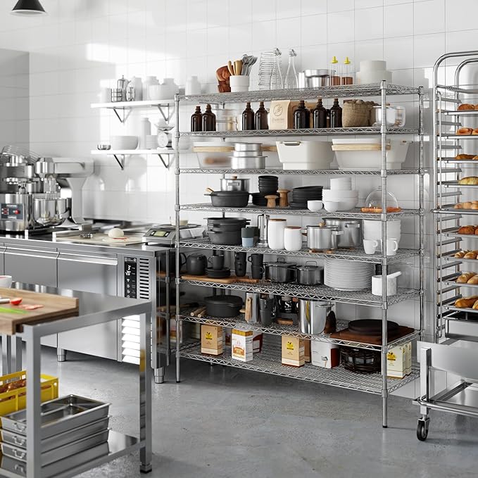 21" Deep x 60" Wide x 74" Height Wire Shelving Kit | 8-Tier | NSF Commercial Storage Rack Unit