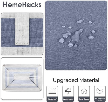 HomeHacks 2 Pack Large Laundry Baskets, Waterproof, Freestanding Laundry Hampers, Collapsible Clothes Hamper with Reinforced Handles in Laundry, College Dorm, Bathroom, Bedroom (Grey+Blue, 125Lx2)