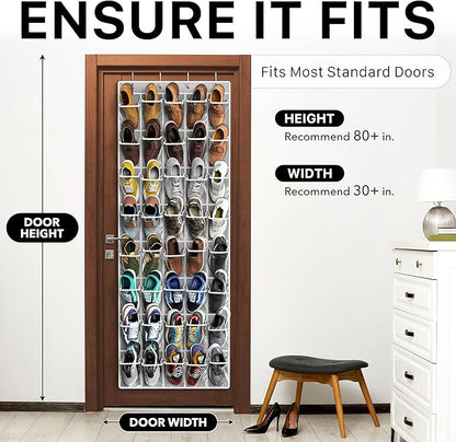 Simple Houseware 40 Large Clear Pockets Over The Door Hanging Shoe Organizer, Gray (75.4'' x 27.25'')