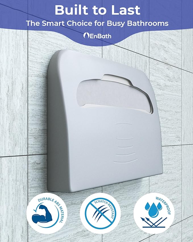 Commercial Toilet Seat Cover Dispenser Wall Mount (2-Pack), White Half-Fold Toilet Seat Cover Holder for Bathroom/Restroom