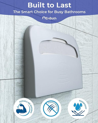 Commercial Toilet Seat Cover Dispenser Wall Mount, White Half-Fold Toilet Seat Cover Holder for Bathroom/Restroom