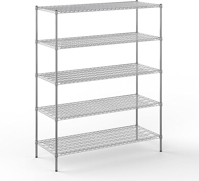24" Deep x 60" Wide x 74" Height Wire Shelving Kit | 5-Tier | NSF Commercial Storage Rack Unit