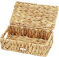 Small Basket with Lid, Wicker Storage Basket for Organizing, Rectangular Woven Basket for Storage, Water Hyacinth Decorative Boxes Bins with Lids (9" x 5.1" x 3")