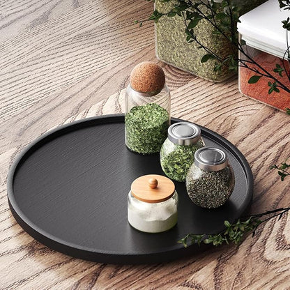 VERTORGAN Lazy Susan Organizer for Kitchen,Bamboo Turntable for Cabinet,Pantry,Vanity,Large（Black）