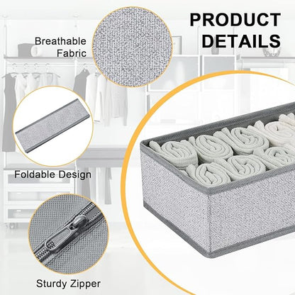 DIMJ Drawer Organizer Clothes Set of 8, Foldable Closet Drawer Bins, Underwear Drawer Organizer, Fabric Drawer Dividers for Baby Clothes, Socks, Belt, Tie (Blended)