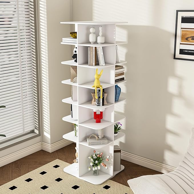 Rotating Shoe Rack Tower, 360-Degree Circular Storage Organizer for Shoes and Handbags, Vertical Space-Saving Cabinet for Entrance Hall, Independent Rotating Shoe Shelf